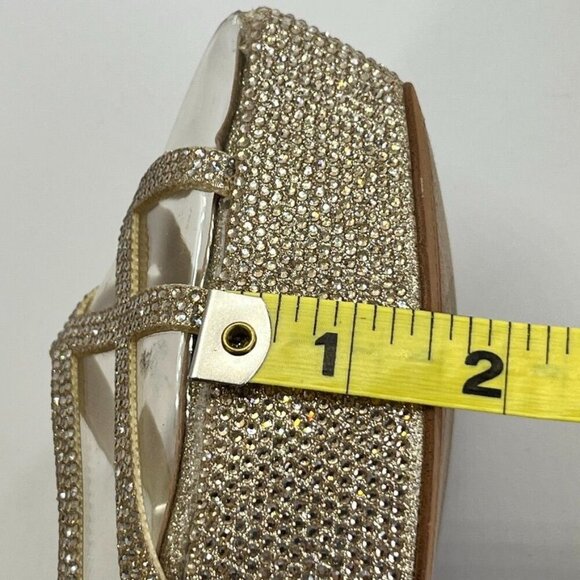 Jessica Simpson Oluina Platform Pump Size 9.5 Embellished Gold 5" Heel - Picture 15 of 16